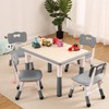 Kids Table and 4 Chairs Set, Height Adjustable Toddler Table