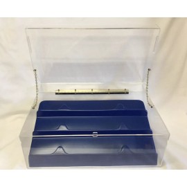 NEW Acrylic Display Chest / Case 15” x 9” x 7 1/2” Removable 3 Tier Blue Riser