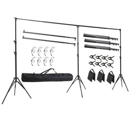 10x20 ft Heavy Duty Back Drop Adjustable Stand, Photo Backdrop Stand Kit for Photography with Carrying Bag, Convertible to Backdrop Stand 10x10 Adjustable Width.
