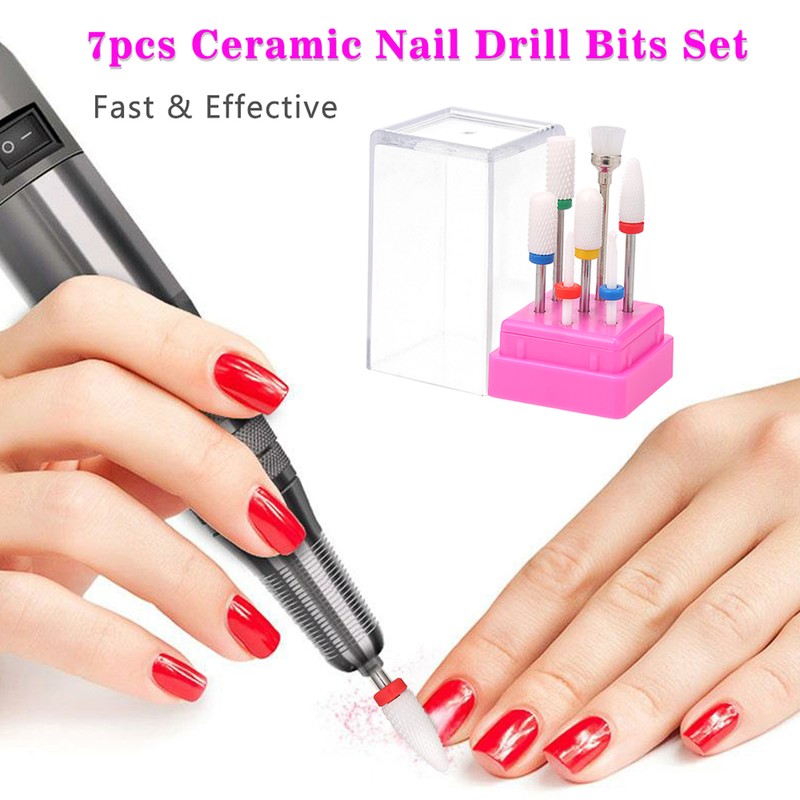 7pcs Ceramic Nail Drill Bits Set Pedicure & Manicure Drill