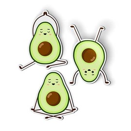 GT Graphics Express Avocado Doing Yoga Set - 3" Each Magnets for Car Locker Refrigerator