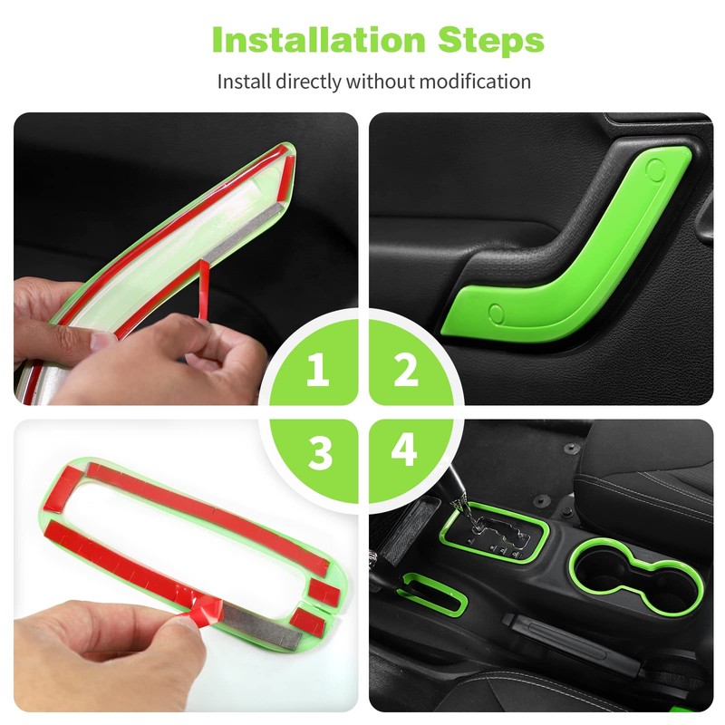 CheroCar 18PCS Interior Trim Kit for Jeep Wrangler JK JKU