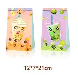 12 Pack Boba Tea Party Bags 12 Pcs Boba Tea Stickers Bubble Tea Birthday Party Supplies Party Favors Boba Tea Goodie Bag Treat Bag Gift Bags Candy Bags for Boba Tea Party Decorations