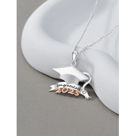 Lypic Graduation Cap Necklace 925 Sterling Silver 2025 Graduation Necklace College High School Graduation Jewelry for Women Gifts(Style 03)
