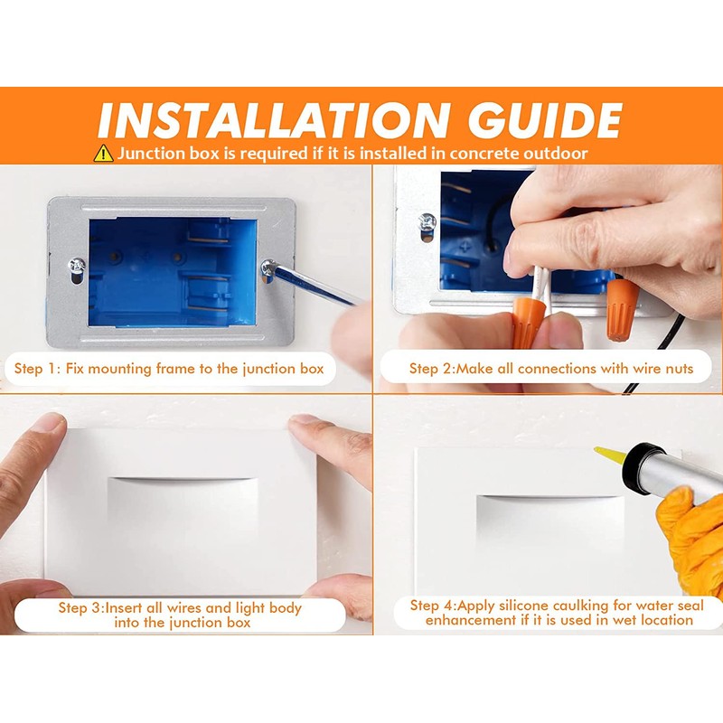 CLOUDY BAY 120V Dimmable LED Indoor Outdoor Step Light,3-Pack,3000K Warm