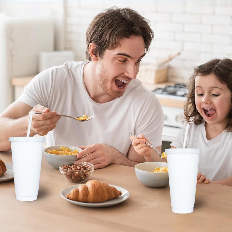 Reusable 24 Oz,Plastic Cups, (10, Weiß)