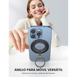 Lamicall Anillo MagSafe para Celular – Más Ángulos Soporte Magnético para Celular, Doble Bisagra Rotación Super Magnética Holder, Accesorios MagSafe S