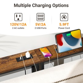 ELYKEN 2 Pack 5.9" Narrow Console Sofa Table with Power Outlets, Total 78.8” Long Behind Couch Table with Charge Station and 5.9’ Extension Cord for Living Room, 5.9"D x 78.8”W x 29.5”H, Rustic Brown