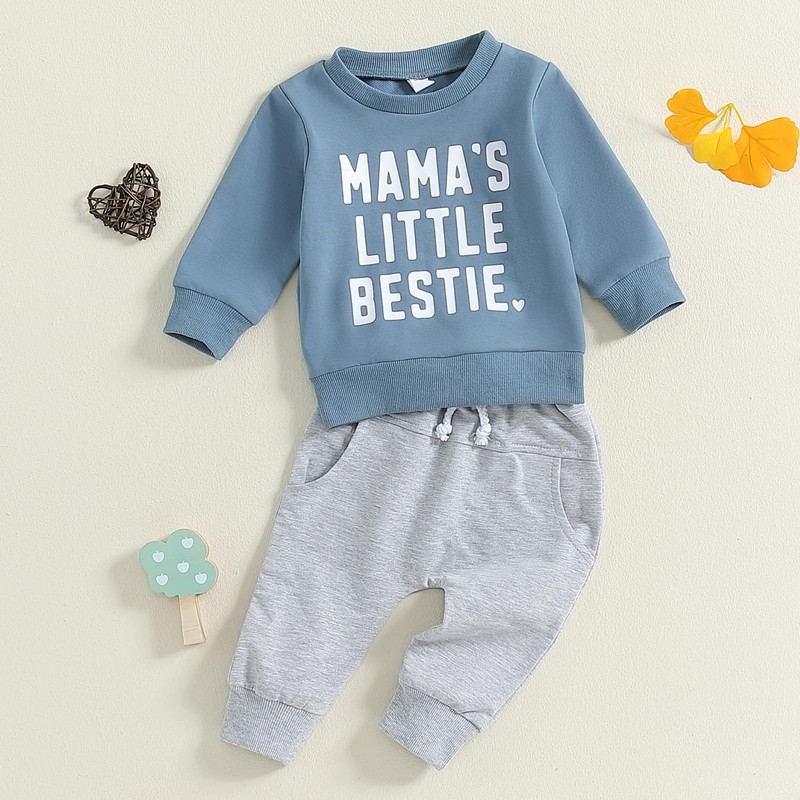 M9ppzzur7 Baby Boys 2Pcs Outfits Sets Long Sleeve Letter Heart