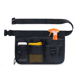 Cdemiy Gardening Tools Belt Bags, Portable Tool Waist Bag, Oxford Waterproof Professional Tools Belt Bag, Adjustable Utility Tool Pouch with Belt, for Home, Garden, RV, Cleaning (Black)