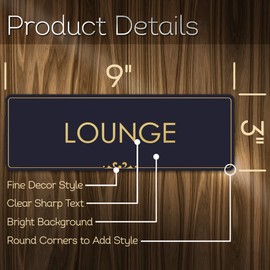 Lounge Sign, Black/Gold, Engraved, 3" x 9", Fade Resistance, Indoor/Outdoor Use, USA MADE By My Sign Center