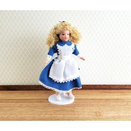 Streets Ahead Dollhouse Girl Doll Curly Hair Porcelain Poseable 1:12 Scale Miniature