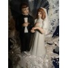 Handmade New Elegant Wedding Caketopper with Bride & Groom, lacy