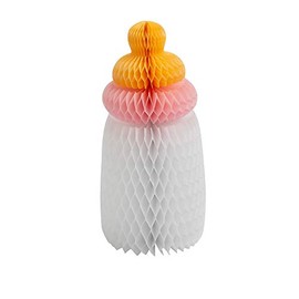 BABY BOTTLES HONEYCOMB CENTERPIECE PINK - Party Decor - 3 Pieces