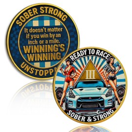 Race Queen 3 Year Sobriety Coin, Ready to Race AA Coin - Alcohol Free Recovery Chips to Support Addiction, Inspirational Sobriety Gifts for Women