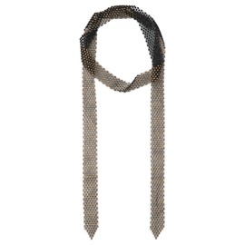 Aisi Women Glitter Sparkle Metal Sequins Neck Tie Scarf Thin Party Evening Skinny Long Neckerchief Tie Shawls (1.8M+Black+Gold)