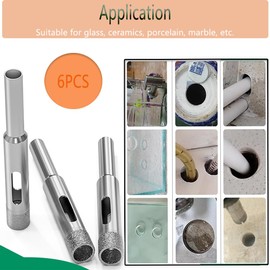 Glass Diamond Drill Bit Set, 5/16" Diamond Hole Saw Drill Bits Set Kit for Ceramic Bottles, Glass, Marble, Granite Stone, Tile. (6PCS)