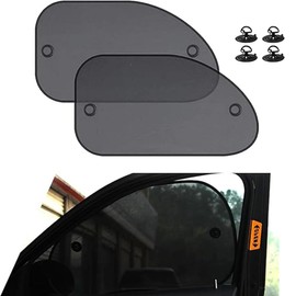 2 PCS Car Front Side Window Sunshade, 25.5" x 14.9" Perfect Arc Fit Mesh Sun Protection Cover,Suitable for Most Family Cars and SUVs (Black)
