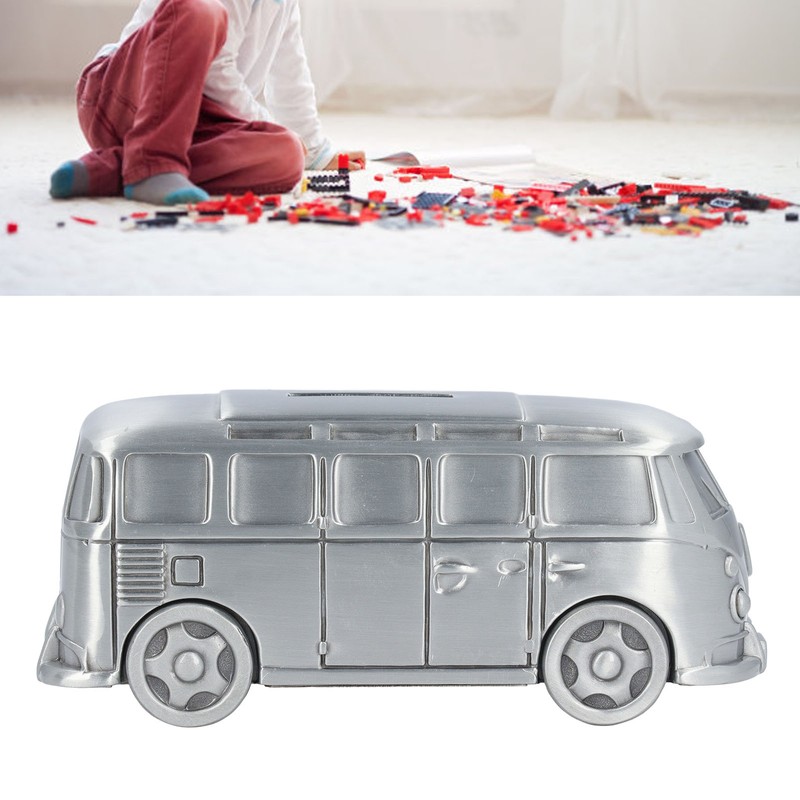 Metal Piggy Bank Bus Shape Cute Alloy Children Money Saving