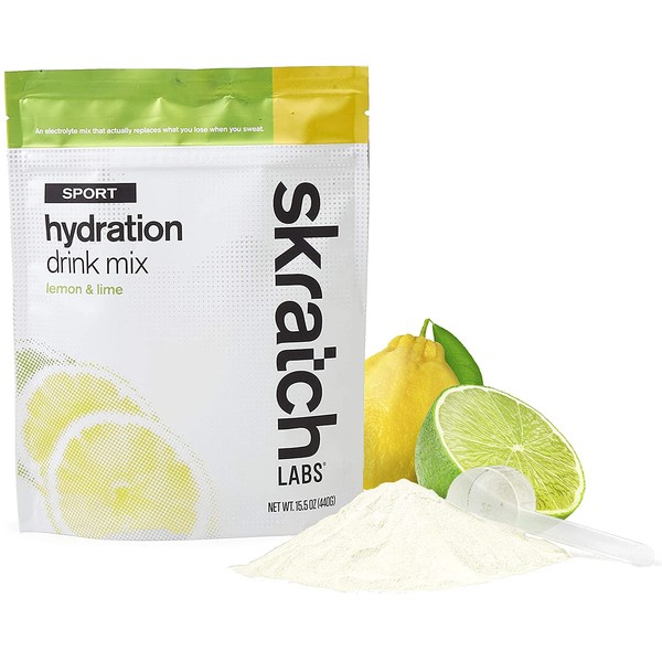 SKRATCH LABS Sport Hydration Drink Mix, Lemon Lime (15.5 oz, 20 Servings) - Electrolyte Powder Developed for Athletes and Sports Performance, Gluten Free, Vegan, Kosher