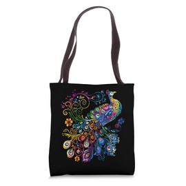 Feather Peacock Lover Artwork Animal Colorful Peacock Bird Tote Bag