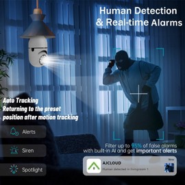 ILWUT 2K Light Bulb Security Camera 5G&2.4Ghz WiFi Security Cameras Wireless Outdoor Indoor,Cameras for Home Security Outside Indoor,Motion Detection and Alarm,Two-Way Talk,Color Night Vision