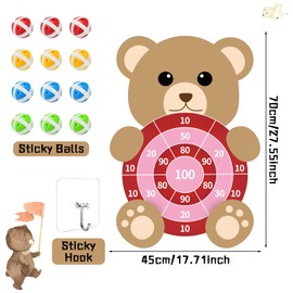 70CM Large Bear Board Game Set for Kids Gifts, Kids-Best Party Decoration with 12 Sticky Balls and 1 Hook, Valentines Decoration for Kids Age 4-9 Indoor & Outdoor Birthday Party Games Toys