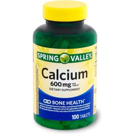 Spring Valley Calcium 600 mg 100 Tablets, Dietary Supplement, Bone Health Calcium (Pack of 1)