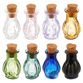 PH PandaHall 8PCS Colored Tiny Spell Jars, 8 Colors Mini Glass Bottles Cute Wishing Bottles with Cork Stoppers Miniature Drifting Bottle for Party Wedding DIY Decoration, Jewelry Making