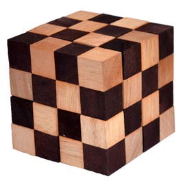Cobra Cube Large, Snake Cube Anaconda Natural Large, Cube Snake 4 x 4 x 4 Puzzle Wood Puzzle IQ Puzzle Cobra Cube, Snake Cube, Anaconda Brain Teaser IQ Test 3D Puzzle