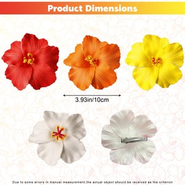 4Pcs Hawaiian Flower Hair Clips for Women, Plumeria Hibiscus Hair Clips, Artificial Flower Clips Tropical Hair Accessories for Vacation Beach Party, 3.93 Inch Flowers Hair Barrettes for Girls Wedding
