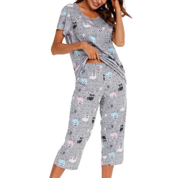 ENJOYNIGHT - Conjunto de pijama de algodón para mujer, con