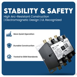 3 Pole Definite Purpose Contactor 120V Coil, 30 Amp Definite Purpose, UL Recognized and Approved for use with A2L Refrigerants, Line Lugs, Load Screws, ControlGear DW303B-11 (3P 30A 120V Coil)