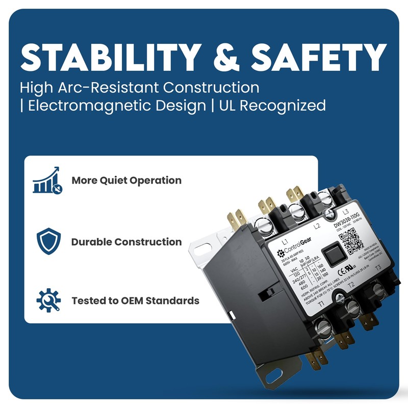 3 Pole Definite Purpose Contactor 120V Coil, 30 Amp Definite