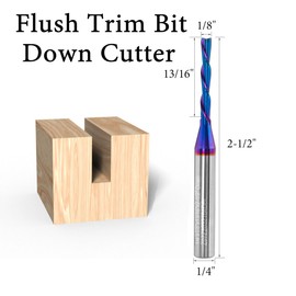 Evponk 1/4" Shank Down Cut CNC Router Bit, Solid Carbide Spiral Bit End Mill with 1/8" Diameter 13/16" Cutting Length for Wood Milling Grinding Grooving