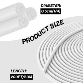 1/4 Inch x 200FT Backer Rod Diameter Rubber Caulk Concrete Expansion Joint Filler White Saver Weather Strip Seal for Gaps and Joints Concrete Filling (1/4 Inch x 200FT)