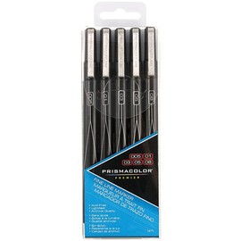 PRISMACOLOR 5-Pack Assorted Tip Markers - Black - 005, 01, 03, 05, 08 - New