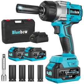 1/2 Inch Cordless Impact Wrench, 900 Ft-lbs (1200 N·m) High Torque Brushless Impact Driver Gun, 2300 RPM, 2×4.0 Ah Batteries, LED Light, 4 Sockets, Variable Speed Power Tool for Car & Tire Removal