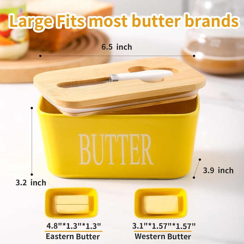 Hasense Porcelain Butter Dish with Lid, Ceramic Butter Dish with