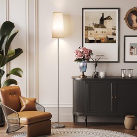 SUNMORY Floor Lamps for Living Room/Bedroom/Office, Standing Lamp with LED Bulb, 3 Color Temperature Tall Lamp, Suitable for Modern/Boho/Farmhouse and Other Home Decor Styles, Nickel Color