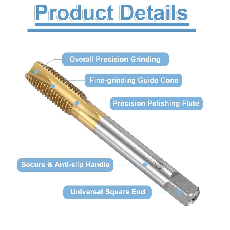 sourcing map Spiral Point Plug Threading Tap M10 x 1.25