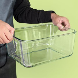 Large Glass Storage Containers with Lids, Big Marinade Food Containers for Rotisserie Chicken Meal Prep Turkey Watermelon Potluck, XL Extra Large Freezer Safe Storage Container Airtight 200oz/26cup