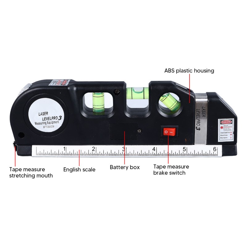 Laser Leveler 3 in 1 Bubble Level Tape Measure Scale