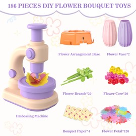 Fabric Flower Bouquets Toys, DIY Arts and Crafts Toys for Kids 4-8, Making Kit Build Own Bouquet, DIY Educational Activities Flower Making Kit Toys for Toddlers, Birthday Gifts for Girls