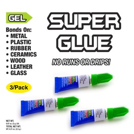 BAZIC Super Glue Gel 2g, Clear No Run Gel, Fast Dry Mini Small Tube Adhesive Bonding for Office & (3/Pack), 144-Packs
