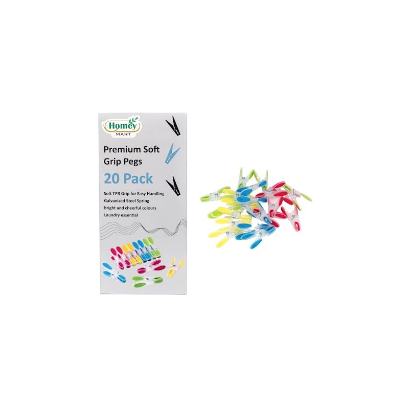 40 x Premium Soft Grip Clothes Pegs Strong Plastic Laundry