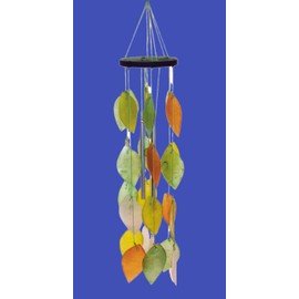 My Family House Capiz Shell Wind Chime Patio Garden Decor Window Suncatcher Ideal Windows Balconies Autumn Leaves Green