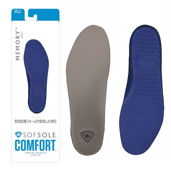 SOFSOLE 16121 Insole, Memory Absorption, Foot Memory Insole, Replacement Type, Unisex, Size S (Shoe Size: 9.1 - 9.6 inches (23 - 24.5 cm), Walking, Daily Life
