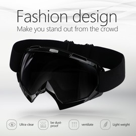 GGBuy Motorcycle Goggles ATV Dirt Bike Anti Scratch Motocross UV400 Protect Bendable Eyewear Off Road Dust proof Anti Fog Riding Goggles with Adjustable Strap &Color Lens