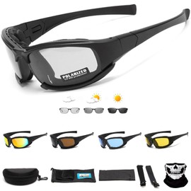 RUQI Bike Goggles, Protective Glasses, Sports Goggles, Bike Sunglasses, Bicycle Goggles, UV Protection, Windproof, Dustproof, Sandproof Sunglasses, Pollen Protection, 4 Sets of Replacement Lenses